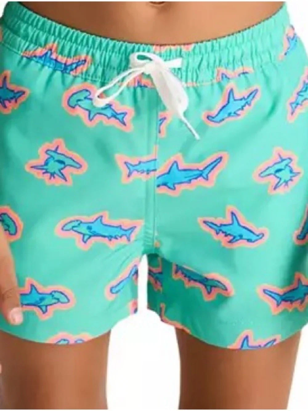 Cubbies boys YL Teal Shark Print Swim Shorts